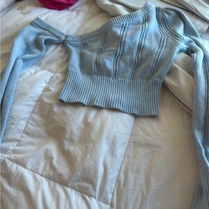Majorelle Landau off the shoulder sweater baby blue size small